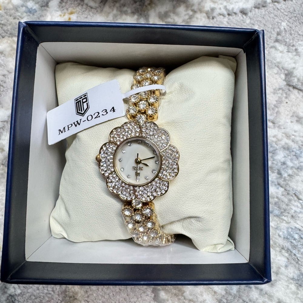 Invicta Gold and Silver Crystal Flower Watch